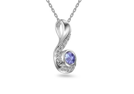 Briliantový přívěsek z bílého zlata 0,040 ct s tanzanitem