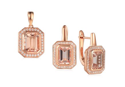Briliantová souprava s morganitmi z kolekce Lilly 0.380 ct