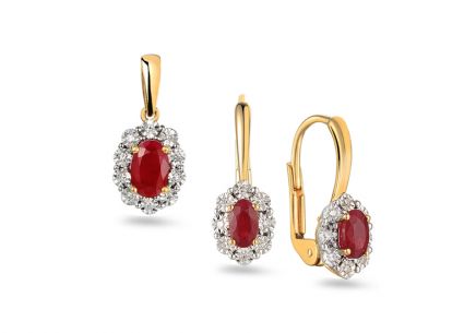 Briliantová souprava s rubíny 0,090 ct