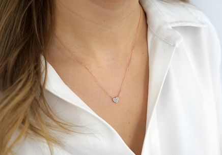 Briliantová souprava z růžového zlata 0.130 ct Srdiečko