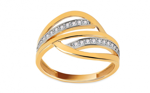 Dvoubarevný dámský prsten se zirkony - IZ27703