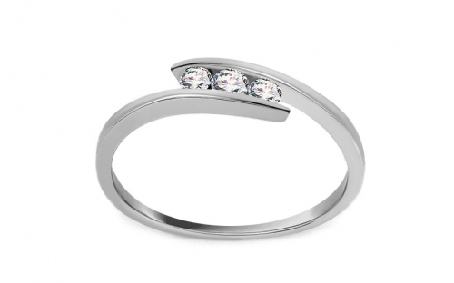 Minimalistický prsten z bílého zlata se zirkony Pretty CSRI1040A