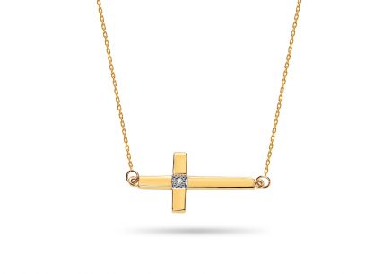 Zlatá celebritka s diamantem Křížek 0.005 ct Faith