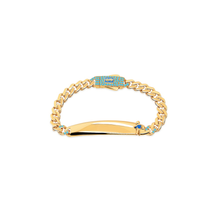 Modrý Monaco Chain Classic Plain Pavé lock bracelet 5mm pro chlapečka