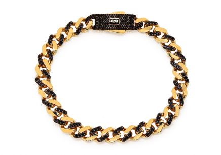 Monaco Chain náramek Classic Alternate Pavé lock Black 8 mm