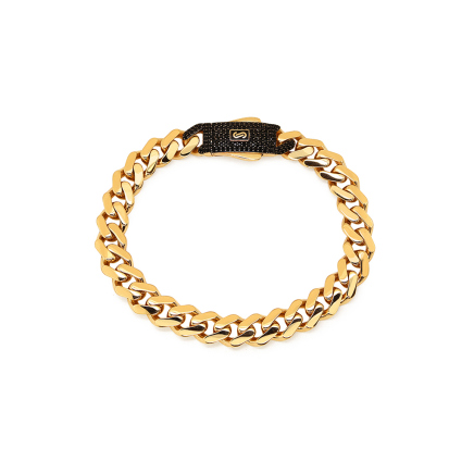 Monaco Chain náramek Classic Plain Pavé lock black 9,5 mm