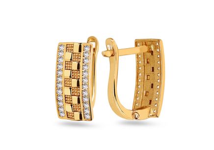Elegantní zirkonové náušnice s geometrickým designem, 14K