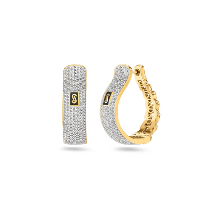 Monaco Chain earrings Classic Plain body - Pavé Lock