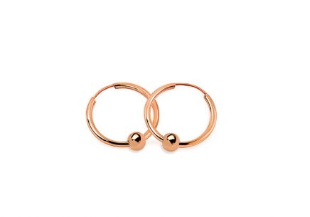 Náušnice kroužky z růžového zlata s kuličkou 1,5 cm