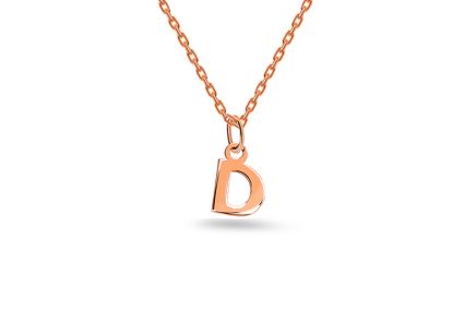 Minimalistický přívěsek písmeno D v růžovém zlatě