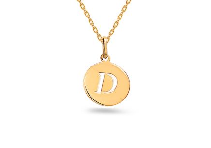 Zlatý minimalistický přívěsek písmeno D, 14K