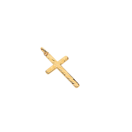 Přívěsek zdobený kříž, žluté zlato 14K