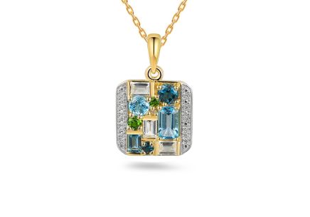 Mozaikový přívěsek s drahokamy 1,040 ct
