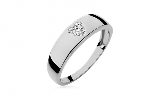 Prsten s diamantovým srdcem 0,030 ct - BSBR015A