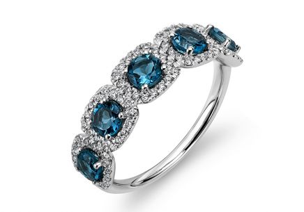 Briliantový prsten s London blue topasy 1,440 ct