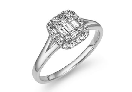 Briliantový prsten z bílého zlata s bílým safírem Korina 0,310 ct