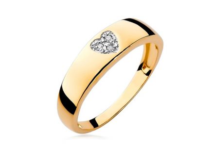 Prsten s diamantovým srdcem 0,030 ct