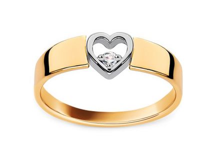 Prsten s diamantovým srdcem 0,040 ct