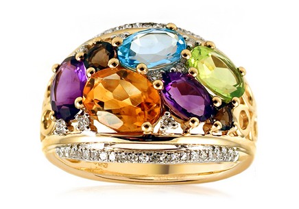 Prsten s drahými kameny a diamanty Luana