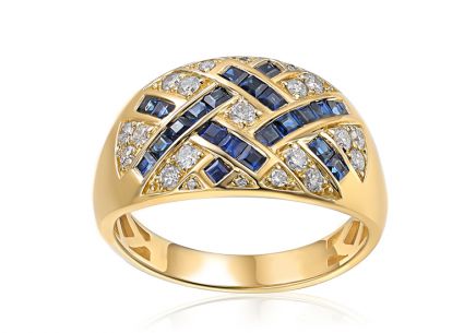 Prsten se safíry 0,900 ct a brilianty