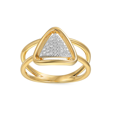 Stylový trojúhelníkový prsten s čirými diamanty