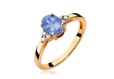 Zlatý prsten s tanzanit a diamanty Aurea 0.050 ct