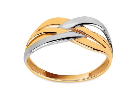 Zlatý dvoubarevný proplétaný prsten