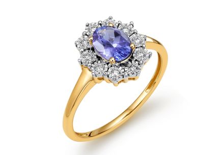 Briliantový dvoubarevný prsten s tanzanitem 0,140 ct