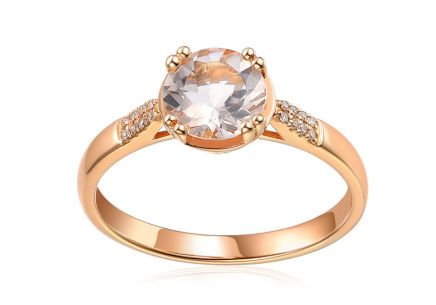 Briliantový prsten z růžového zlata s morganitem 0,030 ct
