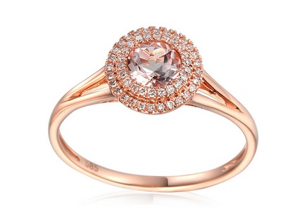 Morganitový prsten s diamanty
