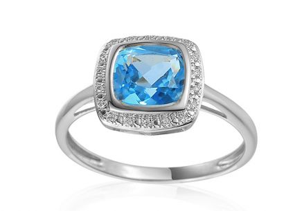 Prsten s dominantním topasem 1,910 ct a diamanty