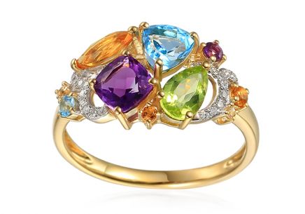 Prsten s drahokamy 1,87 ct Dubai, 14K, žluté zlato