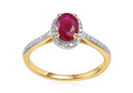Rubínový prsten s diamanty