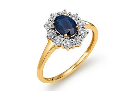 Safírový prsten 0,680 ct s diamanty