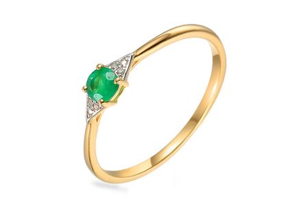 Zlatý prsten se smaragdem a diamanty 0.010 ct Yasma