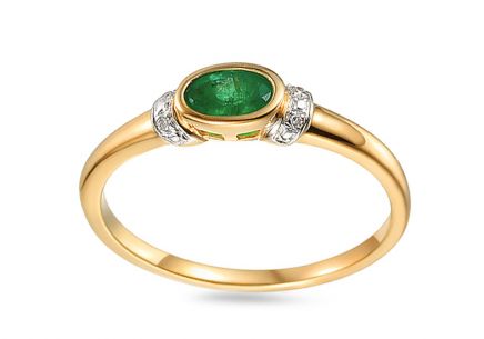 Zlatý smaragdový prsten s diamanty 0.010 ct Tavita 2