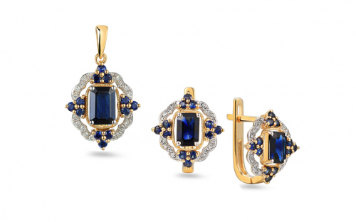 Safírová souprava s brilianty z kolekce Night sky 0.140 ct - IZBR759ZS