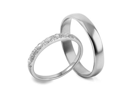 Diamantové snubní prstýnky z bílého zlata 0,100 ct Yasmine diamonds 2,5 a 4 mm