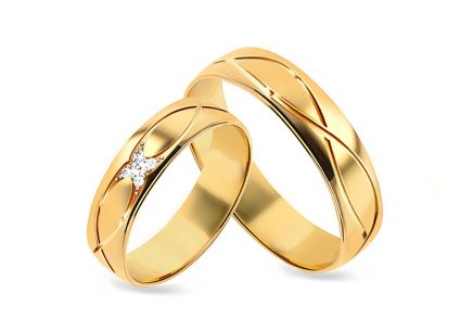 Snubní prstýnky s diamanty 0,060 ct šířka 5 mm