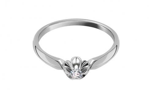 Zásnubní diamantový prsten z bílého zlata Flower - BSBR032A