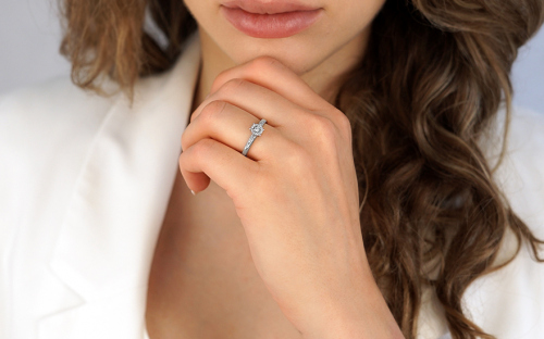 Zásnubní prsten z bílého zlata s brilianty 0,160 ct - IZBR1126A