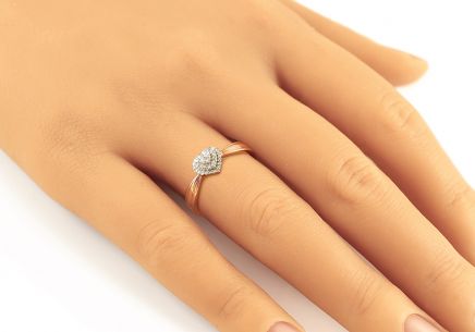 Briliantový zásnubní prsten z růžového zlata Srdíčko 0,130 ct