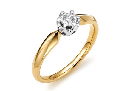 Diamantový dvoubarevný zásnubní prsten 0,080 ct