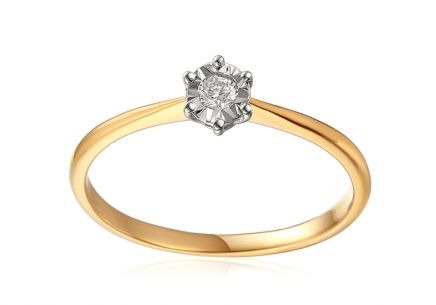 Diamantový zásnubní dvoubarevný prsten 0,090 ct