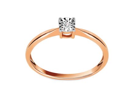 Diamantový zásnubní prsten z růžového zlata Aliza