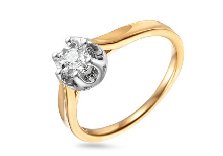 Zásnubní briliantový dvoubarevný prsten 0,140 ct