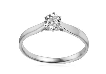 Zásnubní diamantový prsten z bílého zlata Whitley, 14K
