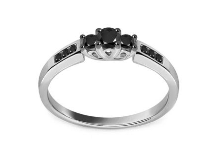 Zásnubní prsten z bílého zlata s černými diamanty 0.250 ct Ilanna