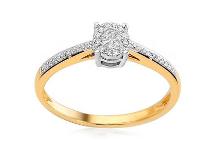 Zlatý zásnubní prsten s diamanty táty 0.090 ct
