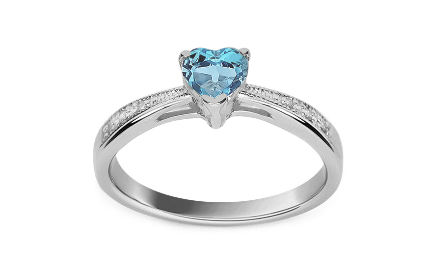 Zásnubný prsten s topásovým srdcem 0,300 ct a diamantmi - BSBR025A